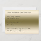 Open House Party | Rode glitter Gold Stripes Kaart (Achterkant)