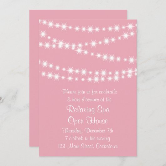 Open House Pink Twinkle Lights Kaart (Voorkant / Achterkant)