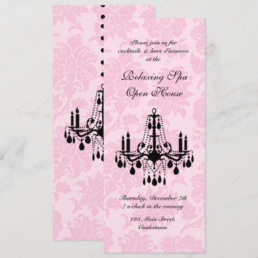 Open House Pink Victoriaans Damask Kaart (Voorkant / Achterkant)