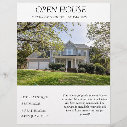 Open House Property Listing Real Estate Flyer (Voorkant)