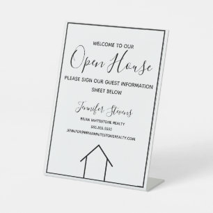 Open House Real Estate Agent Custom Realty Company Reclamebord Met Voetstuk