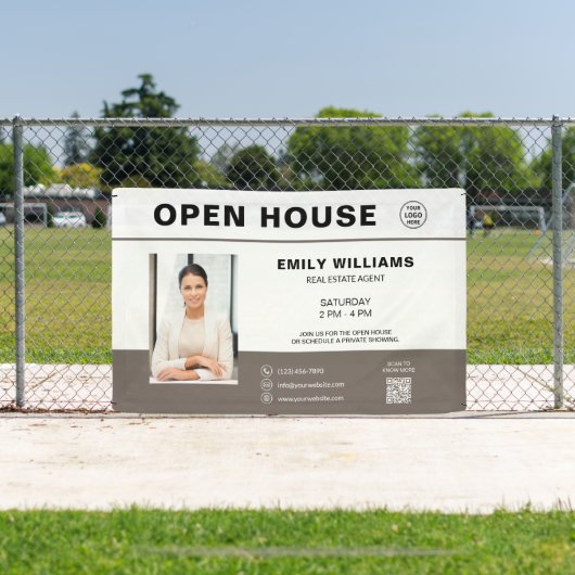 Open House Real Estate Logo QR Promotional Spandoek (Insitu)
