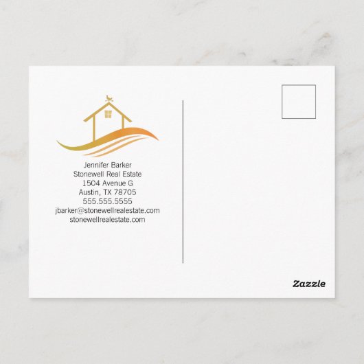 Open House Real Estate Photo Modern Grey Marketing Briefkaart (Achterkant)