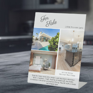 Open House Real Estate Photo Template Chic Gray Reclamebord Met Voetstuk