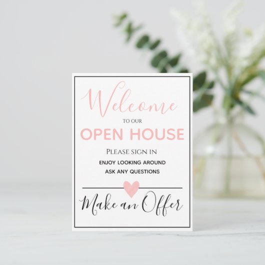Open House Real Estate Sign Briefkaart (Staand voorkant)