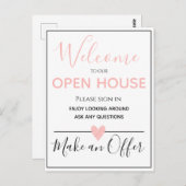 Open House Real Estate Sign Briefkaart (Voorkant / Achterkant)