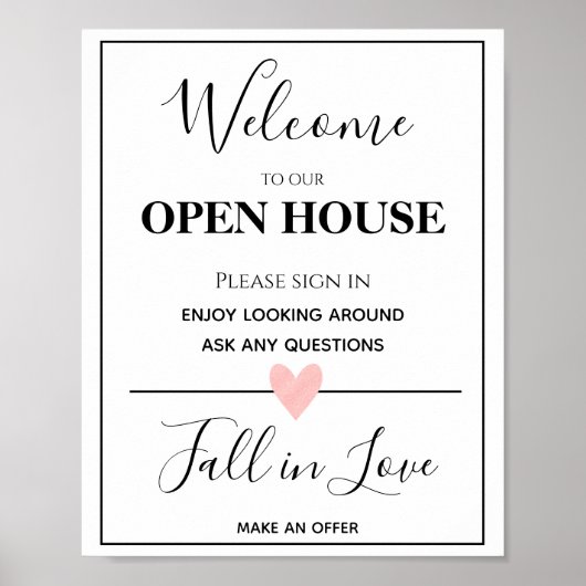 Open House Real Estate Sign Poster (Voorkant)