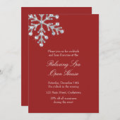 Open House Red Offset Crystal Snowflake Kaart (Voorkant / Achterkant)