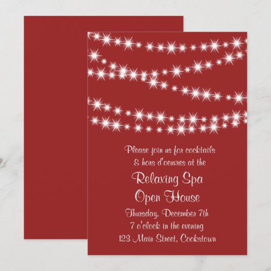 Open House Red Twinkle Lights Kaart (Voorkant / Achterkant)
