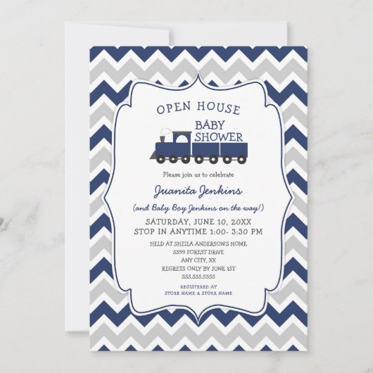 Open House Train Baby shower Uitnodiging (Voorkant)