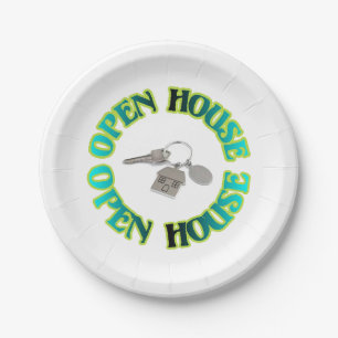 Open House Warming Real Estate House Keys Paper Papieren Bordje
