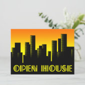 Open huis aankondiging : Cityscape zonsondergang (Staand voorkant)