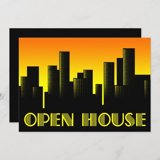 Open huis aankondiging : Cityscape zonsondergang (Voorkant / Achterkant)