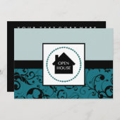 open huis aankondiging: professionele damast kaart (Voorkant / Achterkant)