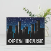 open huis aankondiging : stadsgezicht nachthemel (Staand voorkant)
