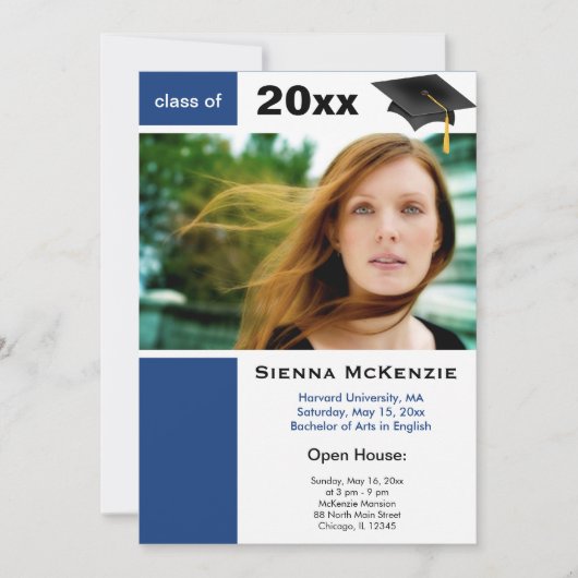 Open Huis Afstuderen Blauw) Aankondiging (Voorkant)