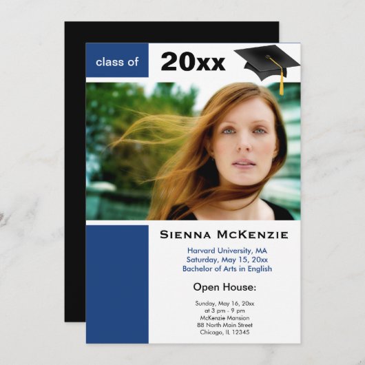 Open Huis Afstuderen Blauw) Aankondiging (Voorkant / Achterkant)