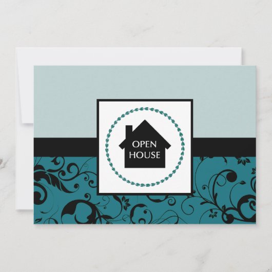 open huis bericht: professionele damast kaart (Voorkant)