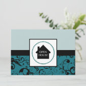 open huis bericht: professionele damast kaart (Staand voorkant)