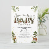 Open Huis Bosdieren baby shower Kaart (Staand voorkant)