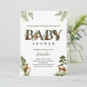 open huis bosdieren baby shower kaart (Staand voorkant)