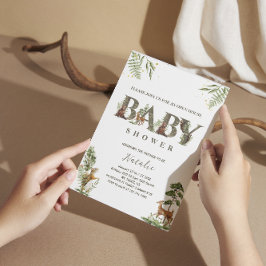 open huis bosdieren baby shower kaart