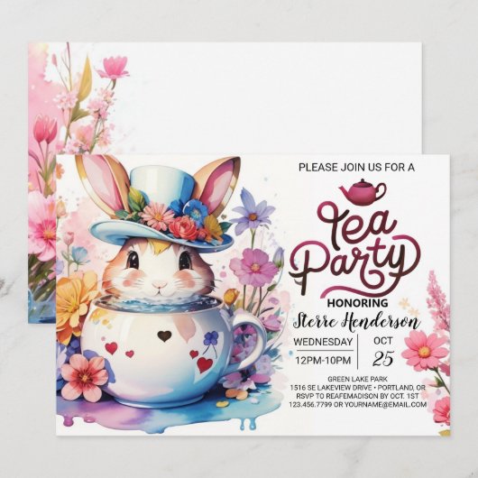 Open Huis Bunny's Wonderland Baby shower Kaart (Voorkant / Achterkant)