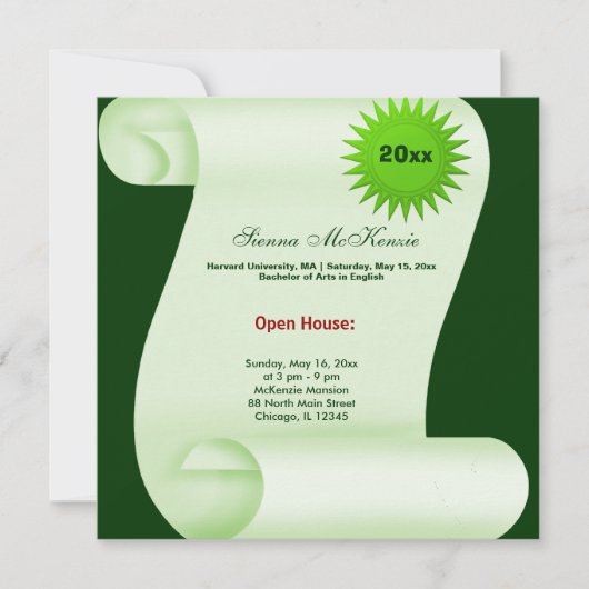 Open Huis Diploma-uitreiking (Groen) Aankondiging (Voorkant)