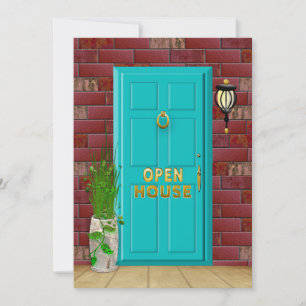 OPEN HUIS - INVITATIE - Aqua Door - Brick Wall Kaart