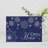 OPEN HUIS - INVITATIE - WINTERSEIZOEN/SNOWFLAKS KAART (Staand voorkant)