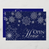 OPEN HUIS - INVITATIE - WINTERSEIZOEN/SNOWFLAKS KAART (Voorkant / Achterkant)