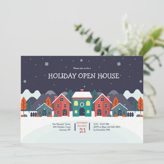 Open Huis Kerst Uitnodiging (Staand voorkant)