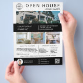 Open Huis Makelaar Logo Foto QR Flyer (Hand)