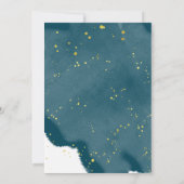 Open Huis Marine Blauw Strook Goud baby shower Kaart (Achterkant)