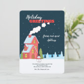 Open huis met heldere winteravond kaart (Staand voorkant)