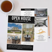 Open huis moderne zwarte onroerend goed lijst flyer