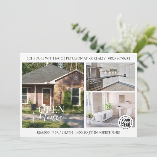 open huis | Onroerend goed Flyer uitnodiging (Staand voorkant)