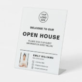 Open huis onroerend goed Logo Reclamebord Met Voetstuk (Voorkant)