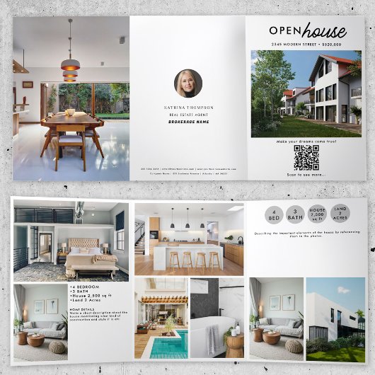 Open huis onroerend goed net vermeld foto's brochu drieluik uitnodiging