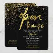 Open Huis Party Zwart Goud Kaart (Voorkant / Achterkant)