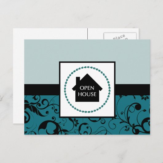 open huis : professionele klever briefkaart (Voorkant / Achterkant)