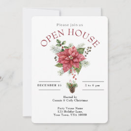 OPEN HUIS RODE KERSTPOINSETTIA KAART