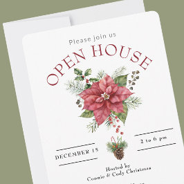 OPEN HUIS RODE KERSTPOINSETTIA KAART