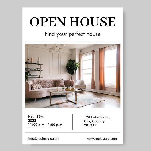 Open Huis te koop Makelaar Realtor Marketing Flyer