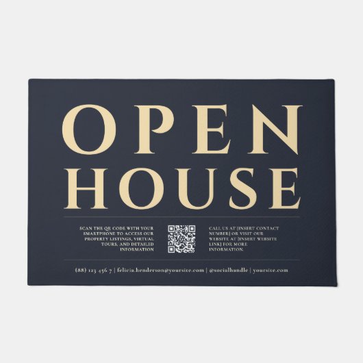 OPEN HUIS TE KOOP Vastgoedmakelaar Realtor Blue Deurmat (Voorkant)