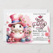 Open Huis Tea Party Baby Meisje Douche Kaart (Voorkant)