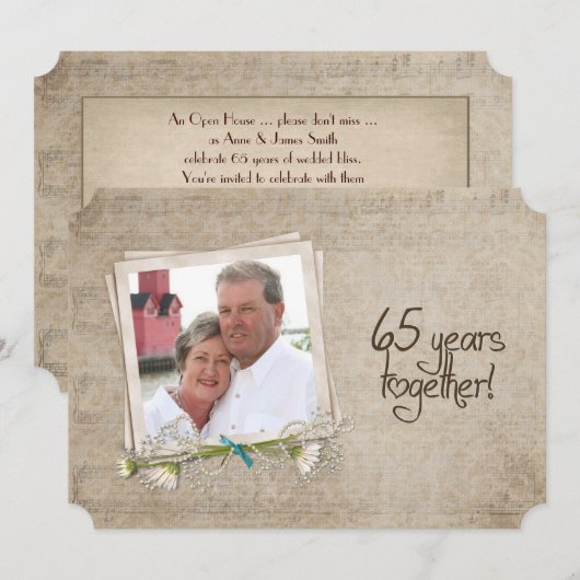 Open huis ter gelegenheid van 65-jarig huwelijksju kaart (Voorkant / Achterkant)