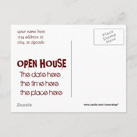 Open huis uitnodiging - afbrokkelende muur. briefkaart (Achterkant)