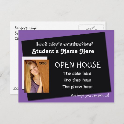 open huis uitnodiging briefkaart (Voorkant / Achterkant)