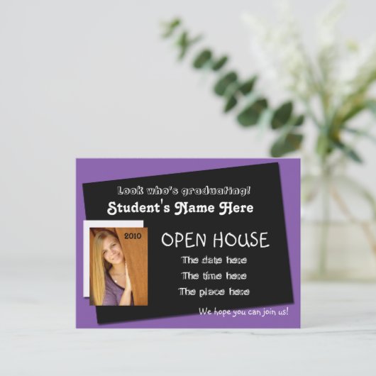 open huis uitnodiging briefkaart (Staand voorkant)